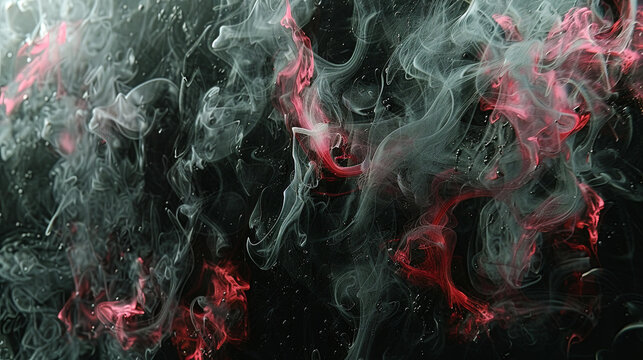 A black and red smokey background with a red and black flame