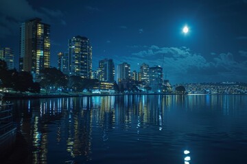 Fototapeta premium cityscape with shimmering reflections