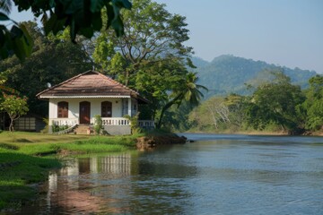 riverside with a charming bungalow