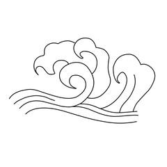 Hand drawn Japan wave. Wave line vector ilustration