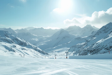 ski slope on snow mountain