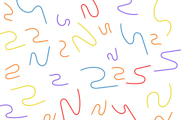 Fun colorful line doodle pattern. Creative style art children or childish skribble trendy design with basic lines and shapes. Vector illustration 