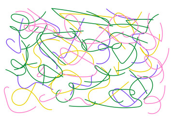 Fun colorful line doodle pattern. Creative style art children or childish skribble trendy design with basic lines and shapes. Vector illustration 