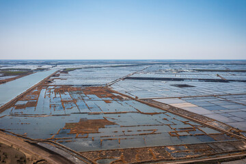 Aerial photography of rice fields waiting to be sown in spring in Daqing City