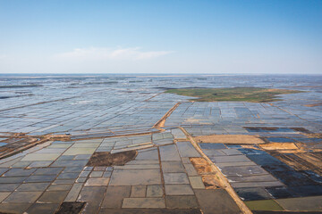 Aerial photography of rice fields waiting to be sown in spring in Daqing City