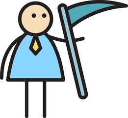 Businessman Holding Sickle Stick Figure
