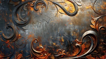 Metal background with painted design