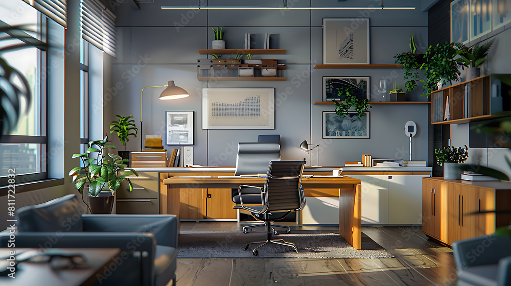 Leinwandbilder office space series unique design with a generative touch. generative ai
