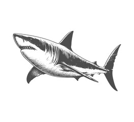 great white shark hand drawn vector