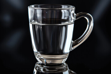 Transparent tea or coffee cup on dark background