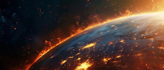 A portrayal of earth's final moments before it's engulfed in flames. - obrazy, fototapety, plakaty
