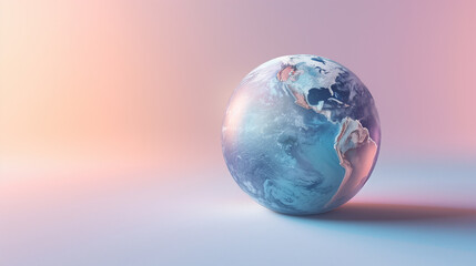Soft Pastel Colored Globe on Gradient Background, Minimalistic Design