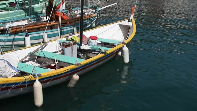 The Catalan barques mooring in the port of Port-Vendres