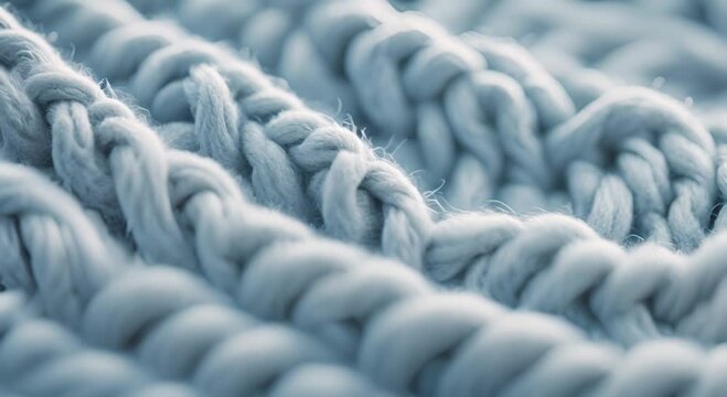 A Close-Up Look at Blue Knit Fabric