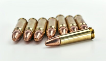 Golden bullets isolated on a white background.