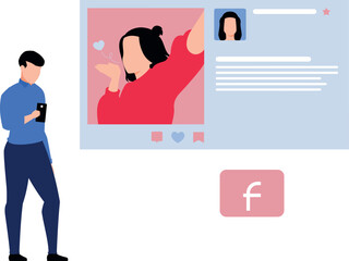 A boy is looking at a girl's post.