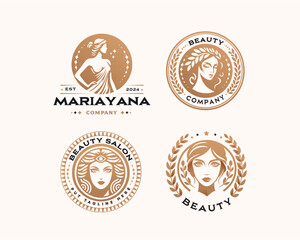 Vector elegant beauty woman salon logo design collections for company