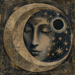 AI generated ancient style magical occult illustration