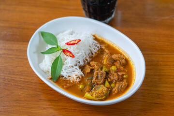 Khanom Jeen Red Curry Local Thai food is a little spicy