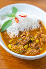 Khanom Jeen Red Curry Local Thai food is a little spicy