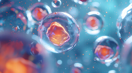 3d rendering of Human cell or Embryonic stem cell microscope background.