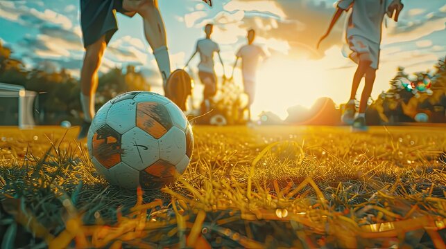 Spherical Harmony: Soccer Ball Resting on Vibrant Green Field