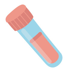 Test tube with blood sample in flat design. Laboratory research flask. Vector illustration isolated.