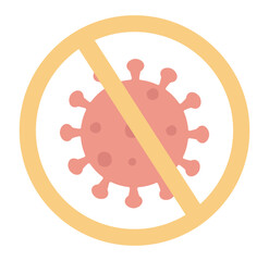 Stop virus sign in flat design. Disease caution, quarantine and protection. Vector illustration isolated.