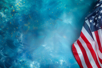 Celestial blue backdrop enhances an American flag, commemorating Memorial Day with pride.