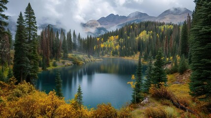 Nature background - Aerial View of  Mountains in Reflection.