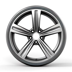 Sport Car alloy mag wheel tire side view on a white background