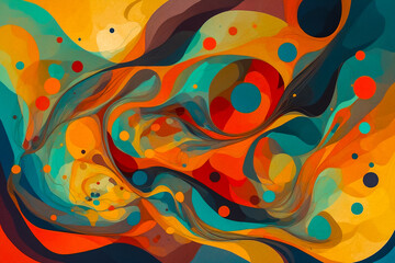 abstract painting, swirling organic shapes, intricate patterns, glossy textures and bright neon colors in an unusual composition