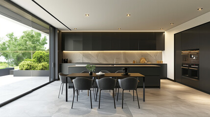 Contemporary Dining Room With Table and Chairs
