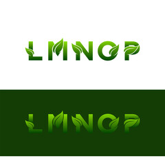 L M N O P Leaf nature font style vector design elements