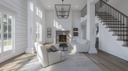Cozy Living Room With Fireplace and Furniture