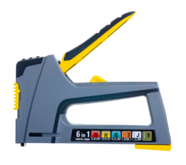 Construction stapler gun work tool on white background isolation