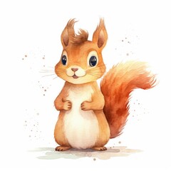 Fototapeta premium Cartoon cute squirrel. Cheerful forest animal.