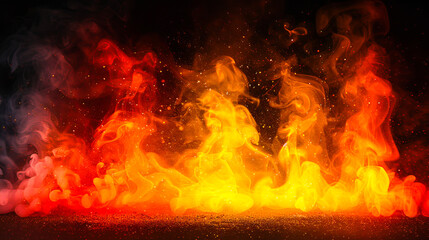 Fototapeta premium Intense fiery flames with vibrant sparks