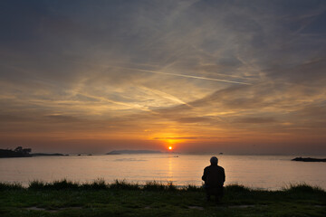 Magnifique coucher du soleil en Bretagne - France