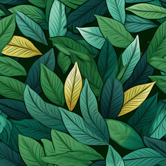 Fototapeta na wymiar Leaf digital art seamless pattern, the design for apply a variety of graphic works