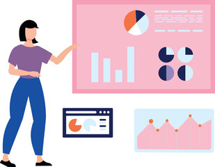 The girl is working on a chart graph.