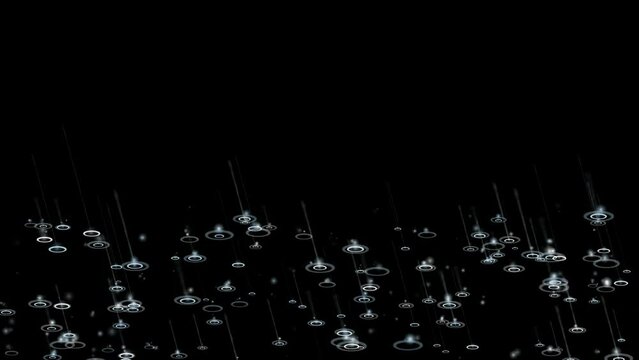 Rain is falling with black background, Raindrops splashing on the ground, 4k motion footage