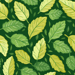 Leaf digital art seamless pattern, the design for apply a variety of graphic works