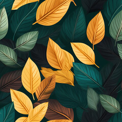Fototapeta premium Leaf digital art seamless pattern, the design for apply a variety of graphic works