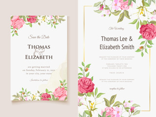 Elegant Floral Vector Wedding Invitation Template Design