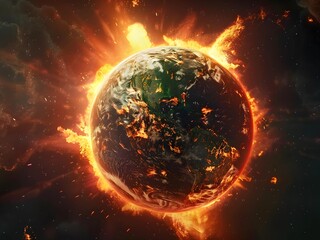 Fototapeta premium earth and sun on the space