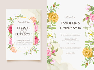 Elegant Floral Vector Wedding Invitation Template Design