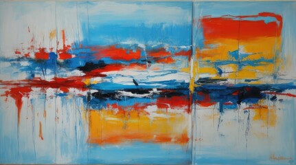 abstract expressionist painting with white background