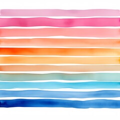 Watercolor stripes isolated on white background. Generative AI.