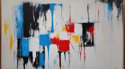 abstract expressionist painting with white background